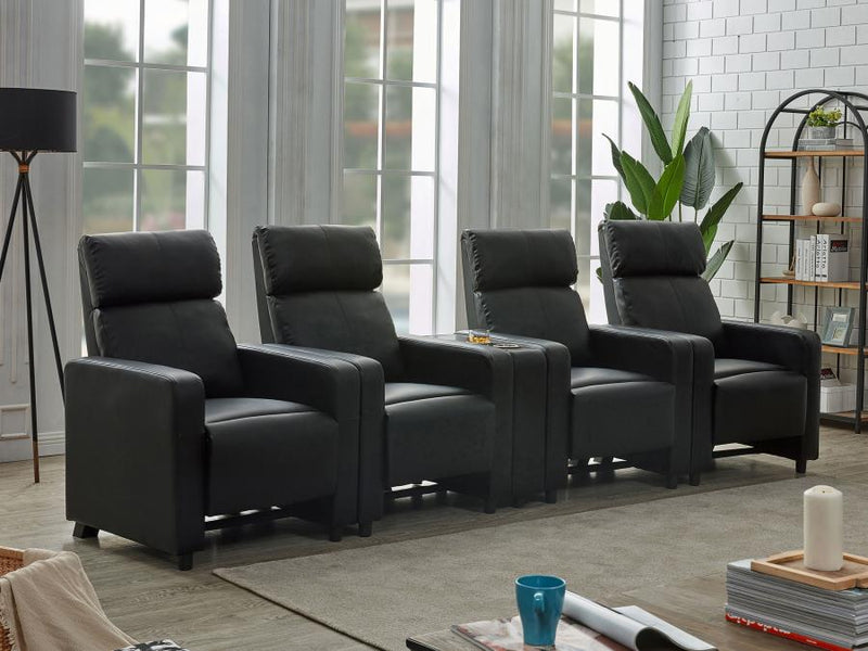 Toohey Upholstered Home Theater Storage Wedge Console 4-seater (5pc)