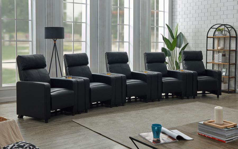 Toohey Upholstered Home Theater Storage Wedge Console 5-seater (9pc)