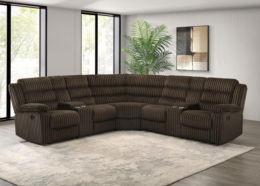 Atkinson Upholstered Reclining Sectional Sofa Chocolate