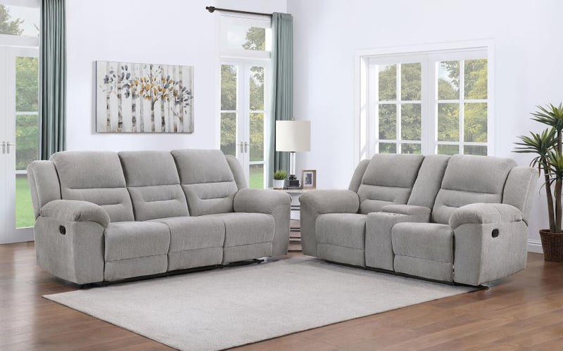 Gilson Chenille Upholstered Reclining Sofa Set Grey 2-piece