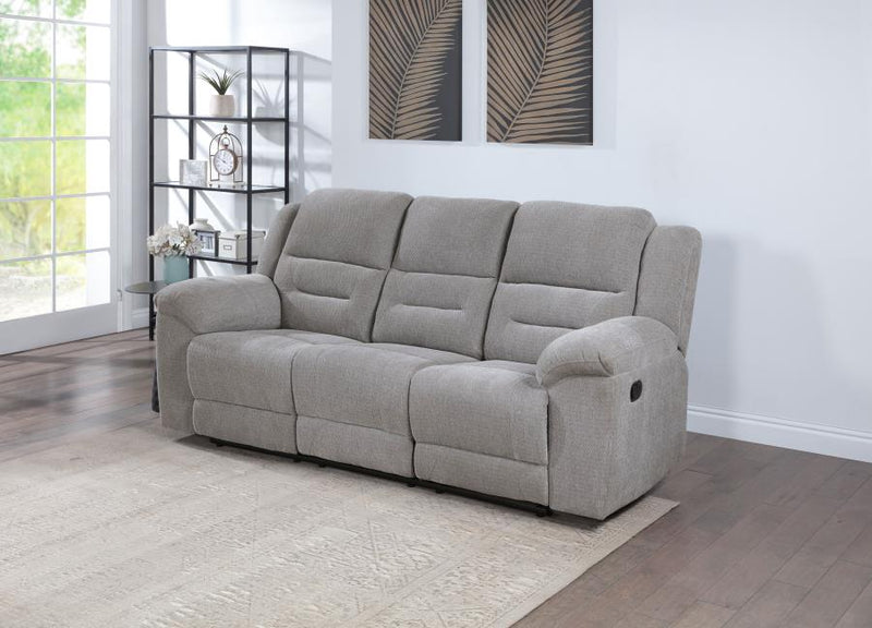 Gilson Chenille Upholstered Reclining Sofa Grey Default Title