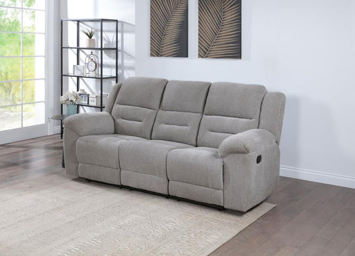 Gilson Chenille Upholstered Reclining Sofa Grey Default Title