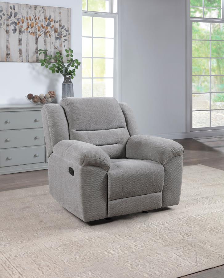 Gilson Chenille Upholstered Glider Recliner Chair Grey Default Title