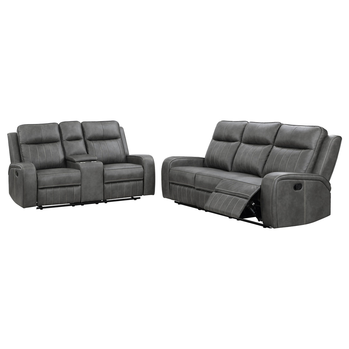 Raelynn Upholstered Reclining Sofa Set Grey