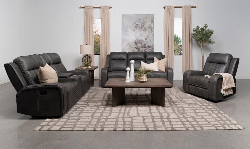 Raelynn Upholstered Reclining Sofa Set Grey 3-piece