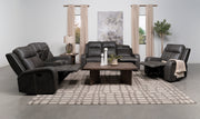 Raelynn Upholstered Reclining Sofa Set Grey