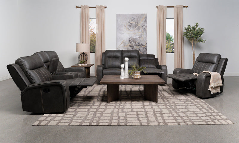Raelynn Upholstered Reclining Sofa Set Grey
