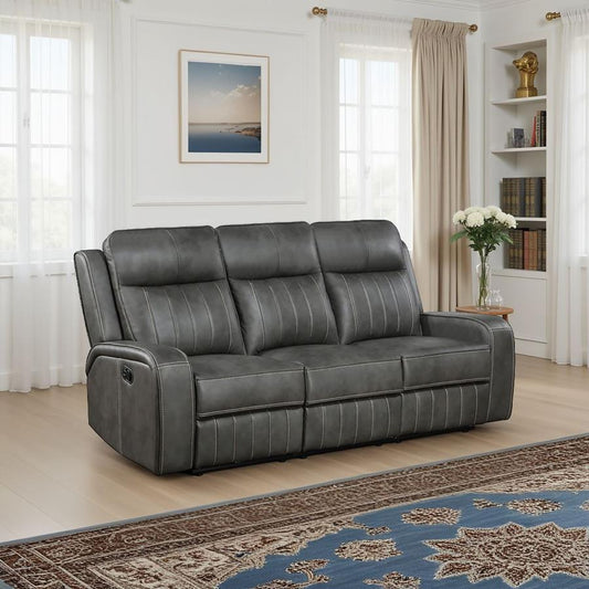 Raelynn Upholstered Track Arm Motion Sofa Grey Default Title