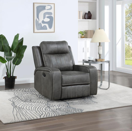 Raelynn Upholstered Track Arm Recliner Grey Default Title