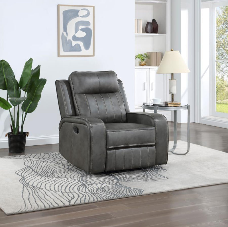 Raelynn Upholstered Track Arm Recliner Grey Default Title