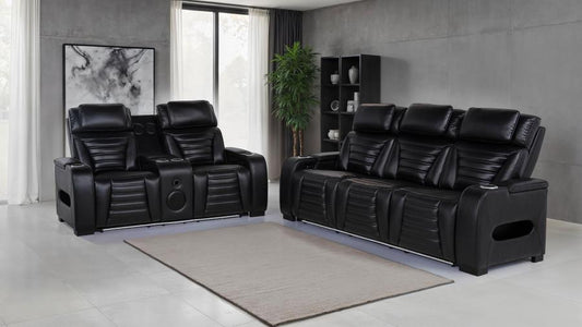 Zuma Faux Leather Dual Power LED Sofa Set 2-piece