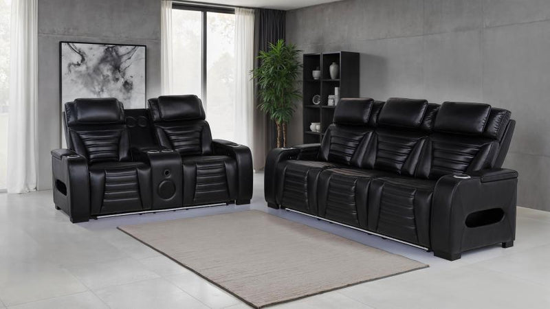 Zuma Faux Leather Dual Power LED Sofa Set 2-piece