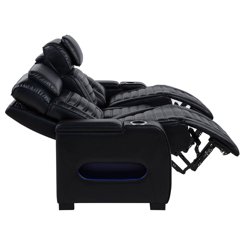 Zuma Faux Leather Dual Power LED Sofa Set