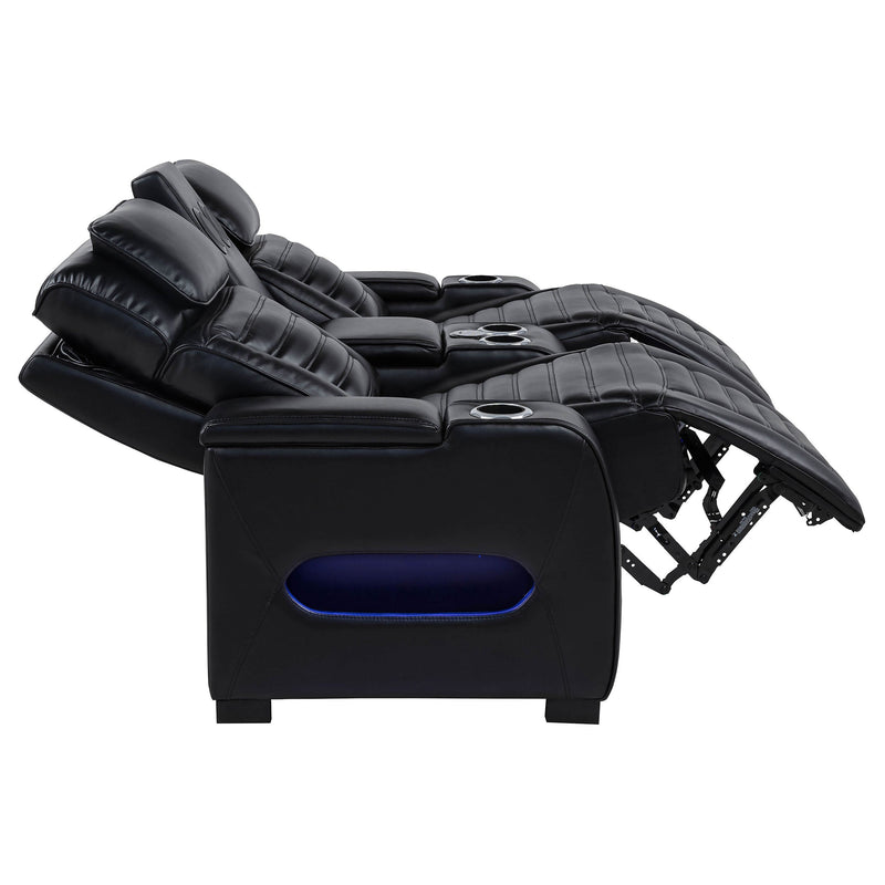 Zuma Faux Leather Dual Power LED Sofa Set
