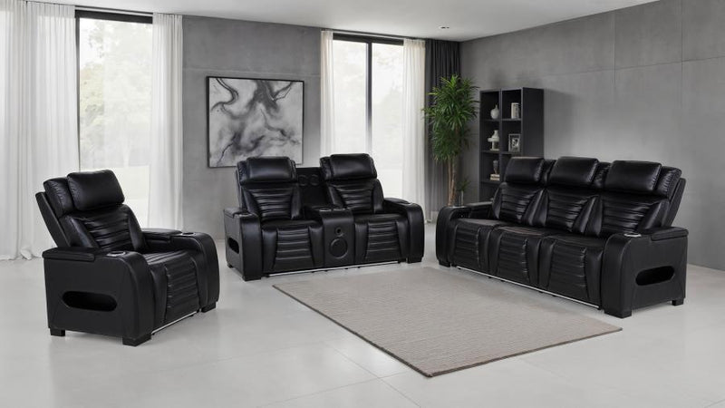 Zuma Faux Leather Dual Power LED Sofa Set 3-piece