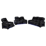 Zuma Faux Leather Dual Power LED Sofa Set