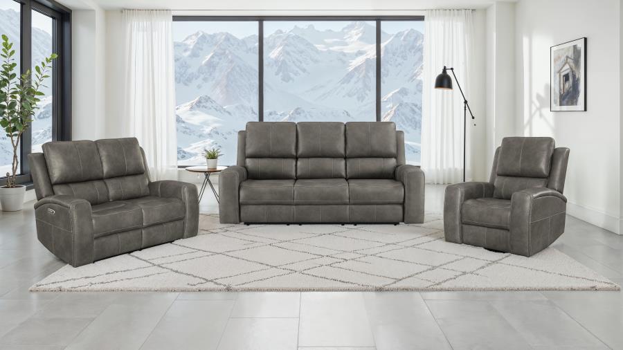 Brickston Triple Power Reclining Sofa Set Charcoal 3-piece