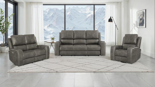 Brickston Triple Power Reclining Sofa Set Charcoal 3-piece