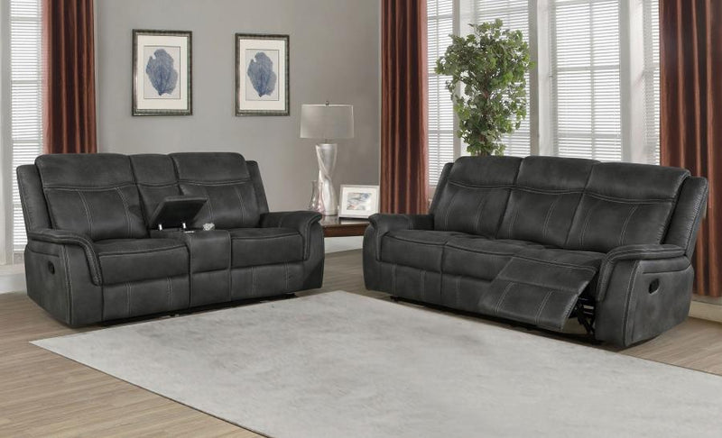 Lawrence Upholstered Reclining Sofa Set Charcoal 2-piece