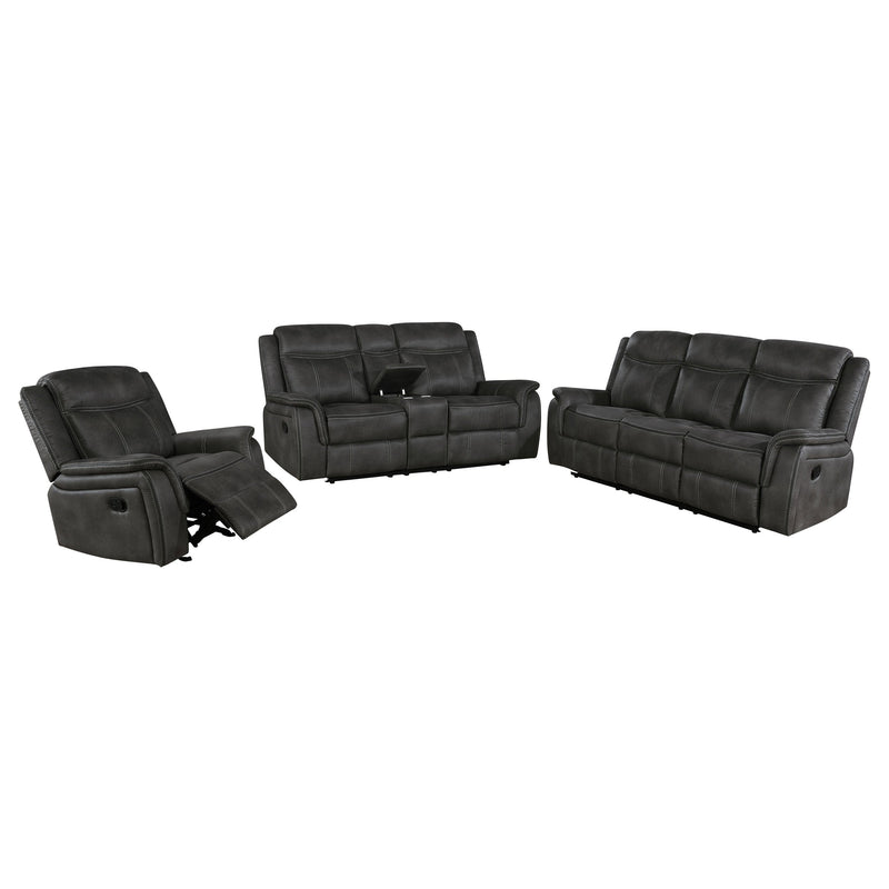 Lawrence Upholstered Reclining Sofa Set Charcoal