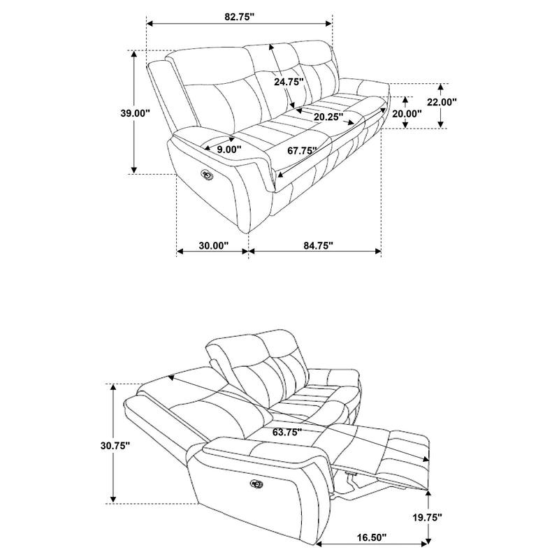 Lawrence Upholstered Reclining Sofa Set Charcoal