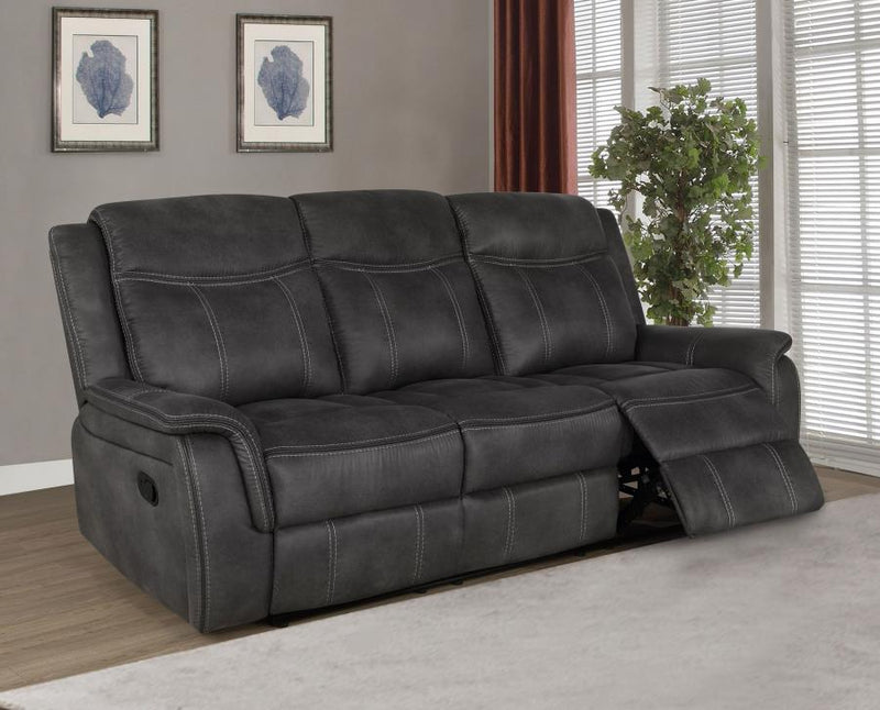 Lawrence Upholstered Padded Arm Reclining Sofa Charcoal Default Title