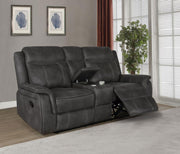 Lawrence Upholstered Padded Arm Reclining Loveseat Charcoal Default Title