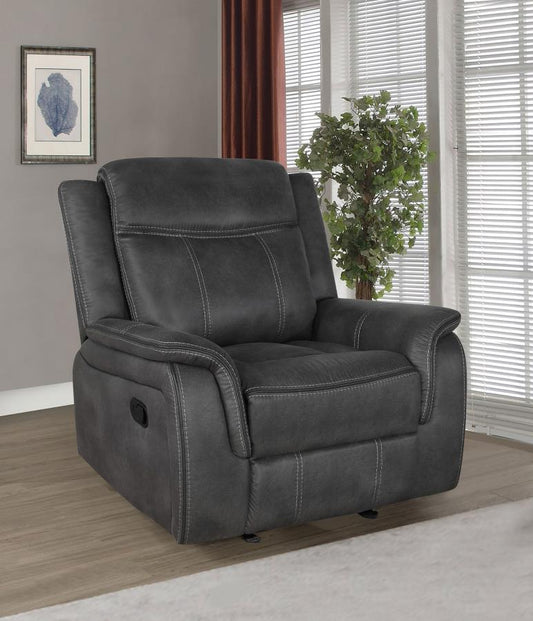 Lawrence Upholstered Padded Arm Glider Recliner Charcoal Default Title
