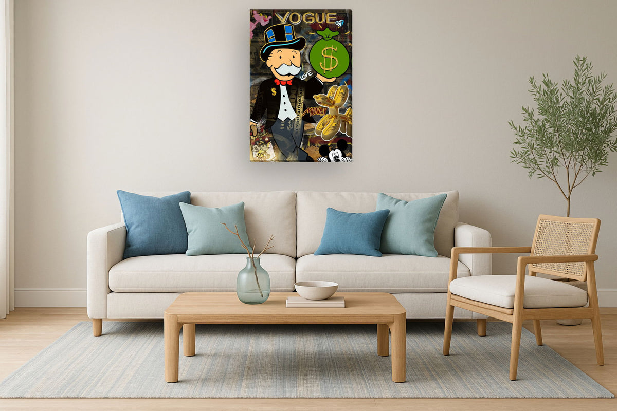 Cartoon Tycoon Mashup - 32" x 48" Framed Wall Art - Black