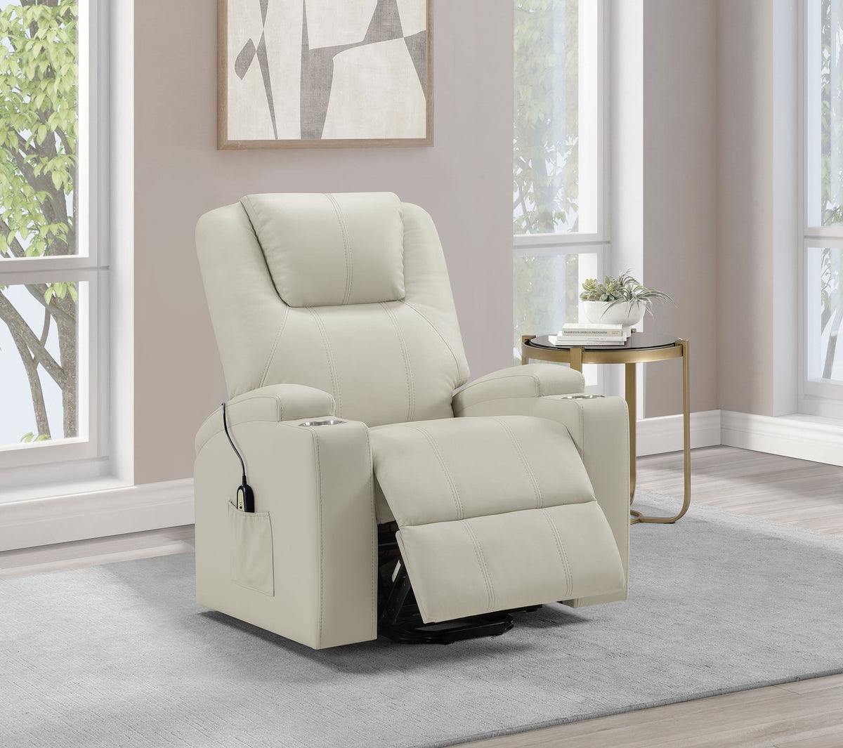 Armstrong Upholstered Power Lift Massage Recliner