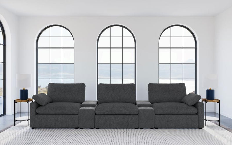 Collins Power Reclining Home Theater Seating Dark Grey