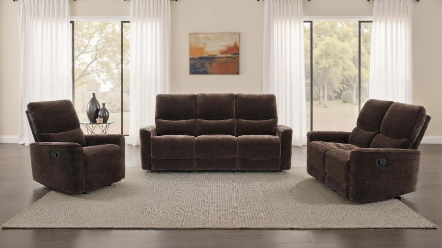 Navarro Upholstered Reclining Sofa Set Dark Brown 3-piece
