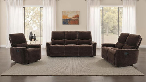 Navarro Upholstered Reclining Sofa Set Dark Brown 3-piece