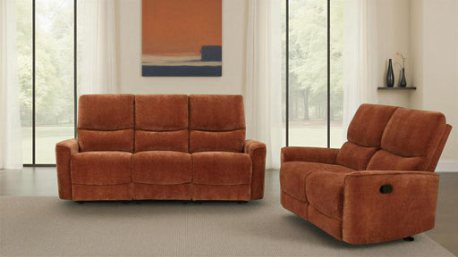 Navarro Upholstered Reclining Sofa Set Burnt Orange 2-piece