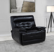 Hewitt Leather Upholstered Dual Power Recliner Chair Black Default Title