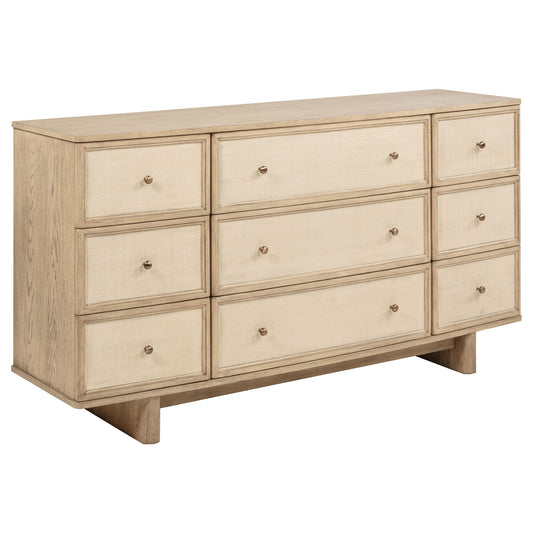 Kailani 9-drawer Dresser Cabinet Beige Oak