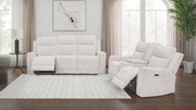Kennett Chenille Power Reclining Sofa Set Ivory 2-piece