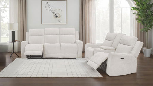 Kennett Chenille Power Reclining Sofa Set Ivory 2-piece