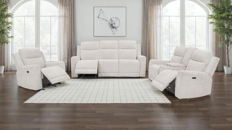Kennett Chenille Power Reclining Sofa Set Ivory 3-piece