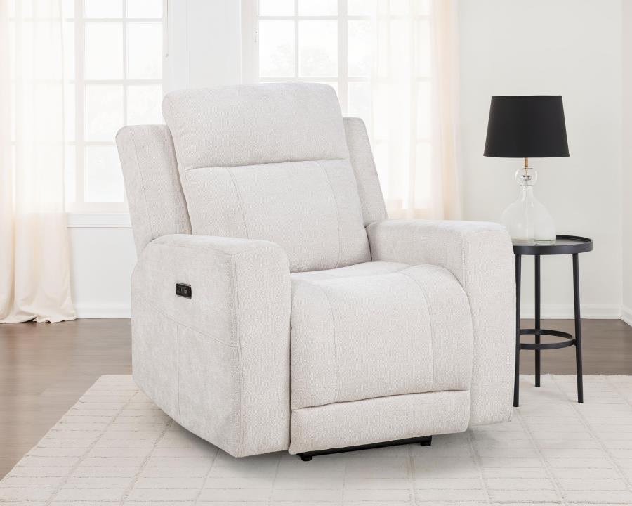 Kennett Chenille Upholstered Power Recliner Chair Ivory