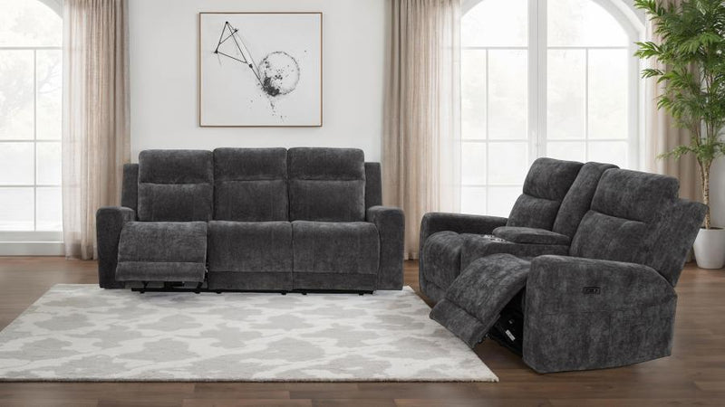 Kennett Chenille Power Reclining Sofa Set Dark Grey 2-piece