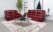 Camila Upholstered Reclining Sofa Set Red 2-piece