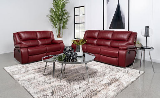 Camila Upholstered Reclining Sofa Set Red 2-piece