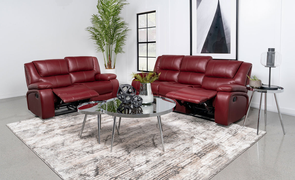 Camila Upholstered Reclining Sofa Set