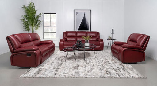 Camila Upholstered Reclining Sofa Set Red 3-piece