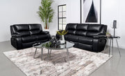 Camila Upholstered Reclining Sofa Set Black 2-piece