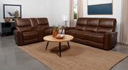Greenfield Power Reclining Sofa Set Saddle Brown 2-piece