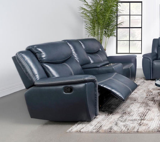 Sloane Upholstered Padded Arm Reclining Loveseat Blue Default Title