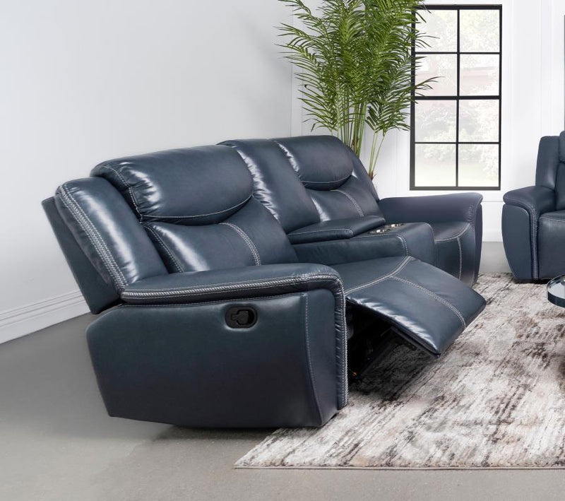 Sloane Upholstered Padded Arm Reclining Loveseat Blue Default Title