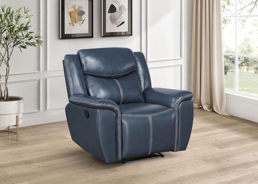 Sloane Upholstered Padded Arm Recliner Chair Blue Default Title